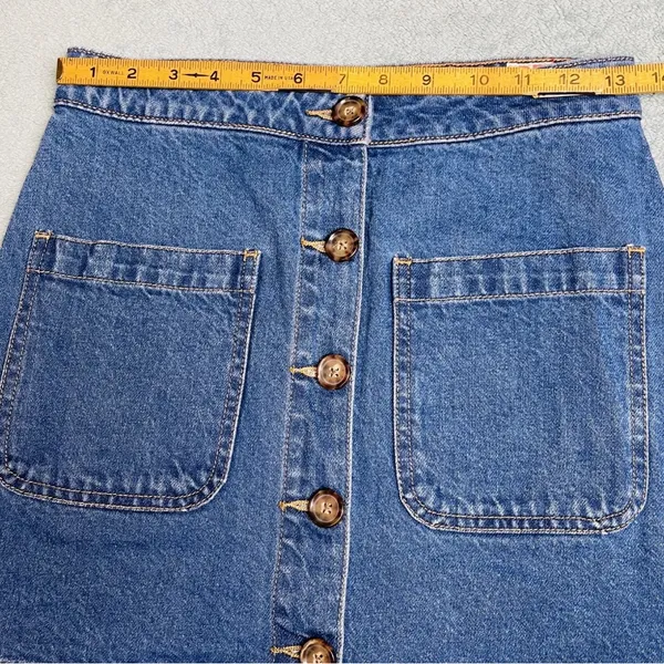 Free People We The Free Mini Skirt Womens 25 Denim Button Front Super High Rise - Image 3