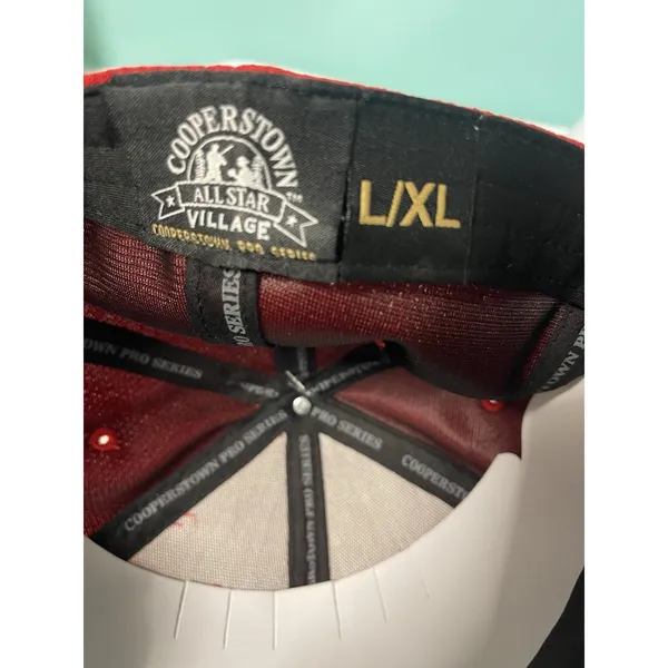 Cooperstown All Star Village Hat Cap Mens Fitted Red L/XL Cooperstown Pro Series - Image 7