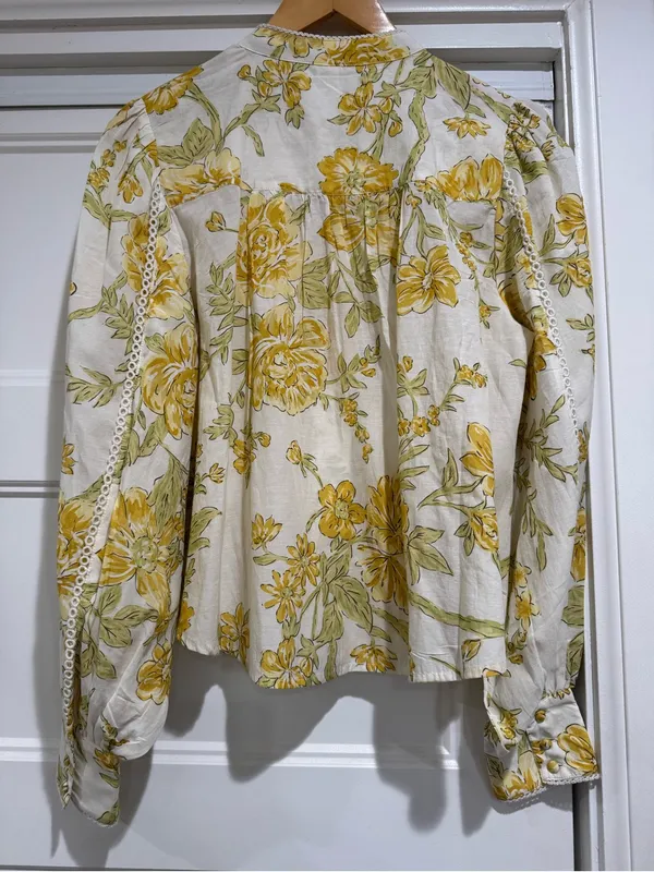 By Anthropologie Long-Sleeve Floral Button-down Peasant Blouse - Image 8