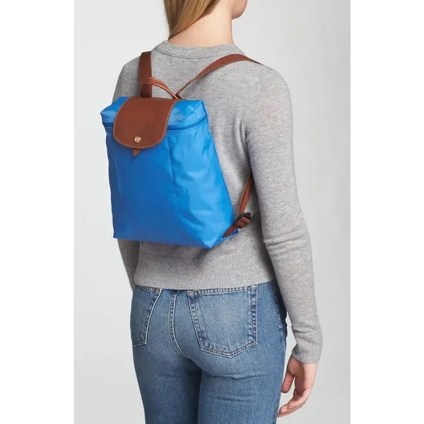 Longchamp Cobalt Le Pliage Original Nylon Leather Trim Foldable Backpack - Image 2