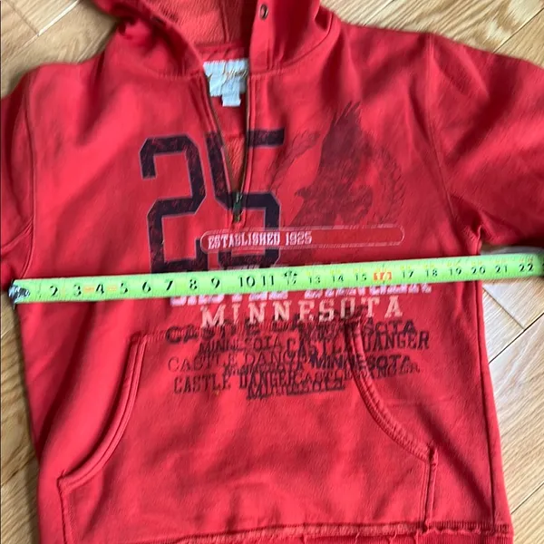 Artisan distressed Castle Danger Red Hoodie size small - Image 4