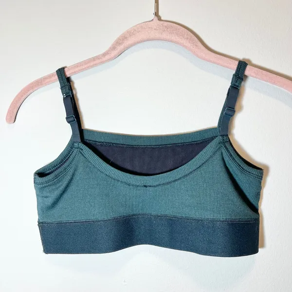 SKIMS‎ Ribbed Bralette Deep Teal Green Adjustable Straps Large - Image 4