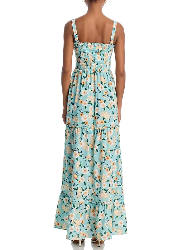 Agua Bendita Womens Lucery Green Floral Print Long Maxi Dress vacation M $380 - Image 2