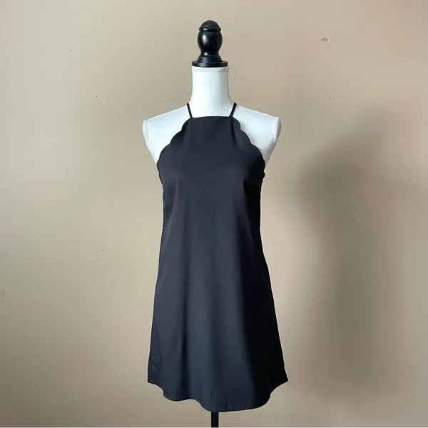 LULU'S | Black Scalloped Endlessly Endearing Mini Dress Sz XS - Image 3