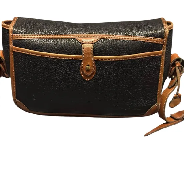 Vintage Dooney & Bourke Black and Brown Leather Bag Equestrian Crossbody - Image 2