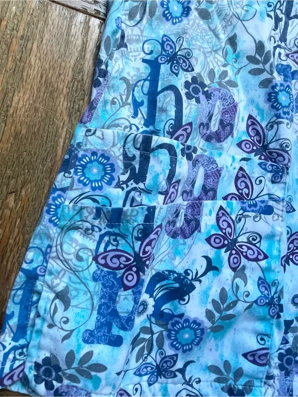 UA Scrubs Butter-Soft Blue Butterfly Hope Scrub Top L ~ Nurse Uniform - Image 7