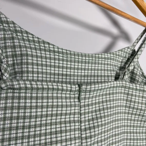 John Galt Plaid Shift Dress Mini White Gingham Preppy Pistachio Green Picnic - Image 9
