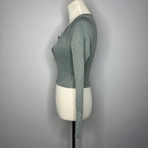 Offline by Aerie - Green Waffle Knit Long Sleeve Top - Image 4