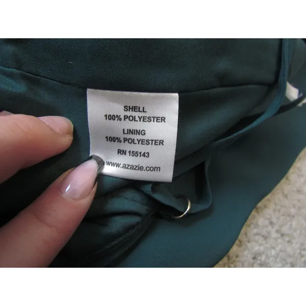 Azazie Maxi Dress 10 Dark Green‎ Pleated Chiffon Bridesmaid Formal Gown - Image 2