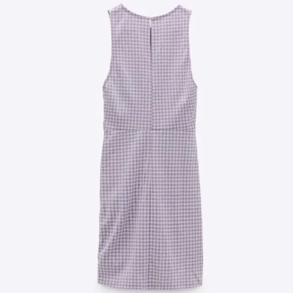 ZARA Gingham Check Side Ruched dress mini super cute NWT Sleeveless size med - Image 6