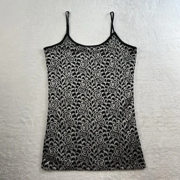 Vtg L Large Baby‎ Lace Cami Tank Top Y2K Goth Grunge Whimsigoth Festival Punk - Image 2