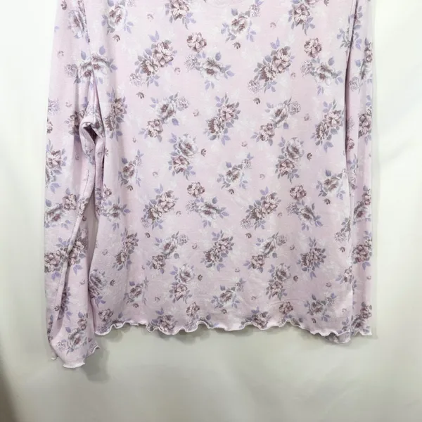 Laura Ashley Large Pajama Set Pink Floral Lettuce Hem Soft Girl Cottagecore 559 - Image 12