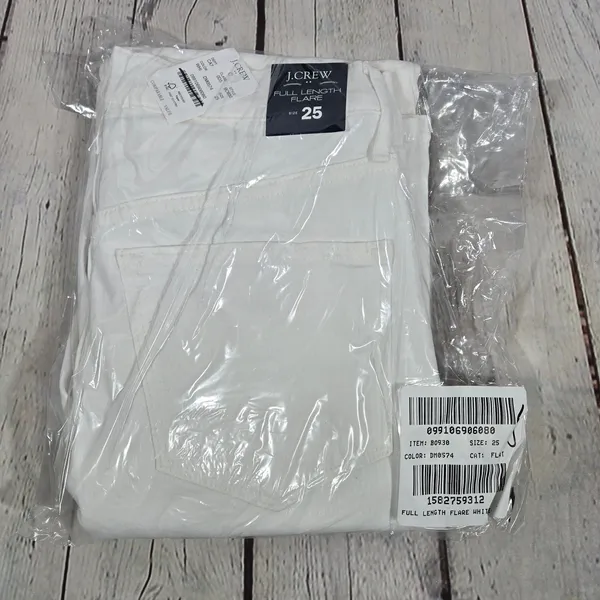 J Crew‎ Full Length Flare Jeans White Signature Stretch Size 25 - Image 13