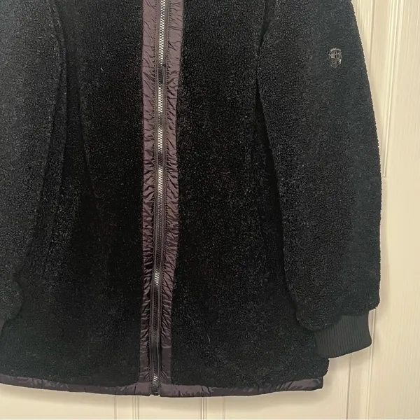 1 Madison Expedition Sz XL Black Faux Fur Fuzzy Hooded Jacket Insulated Sherpa - Image 5