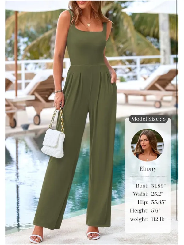 NEW Ribbed Sleeveless Jumpsuit Square Neck Wide Leg XL - Image 6