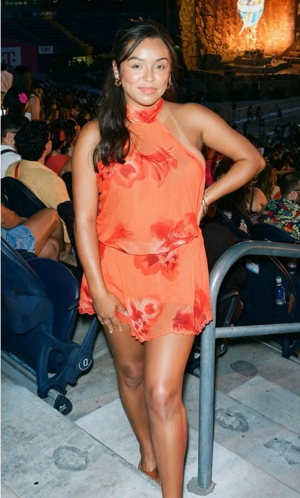 Orange floral dress Size L - Image 2