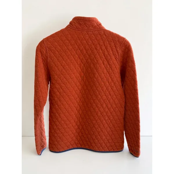 Orvis Womens XS Burnt Orange Quilted Snap Neck Pullover Sweatshirt Mock Neck - Image 2