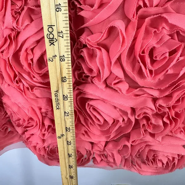 XOXO‎ Strapless Dress 6 Pink Rosette Floral Sweetheart Prom Cocktail Party Y2K - Image 5
