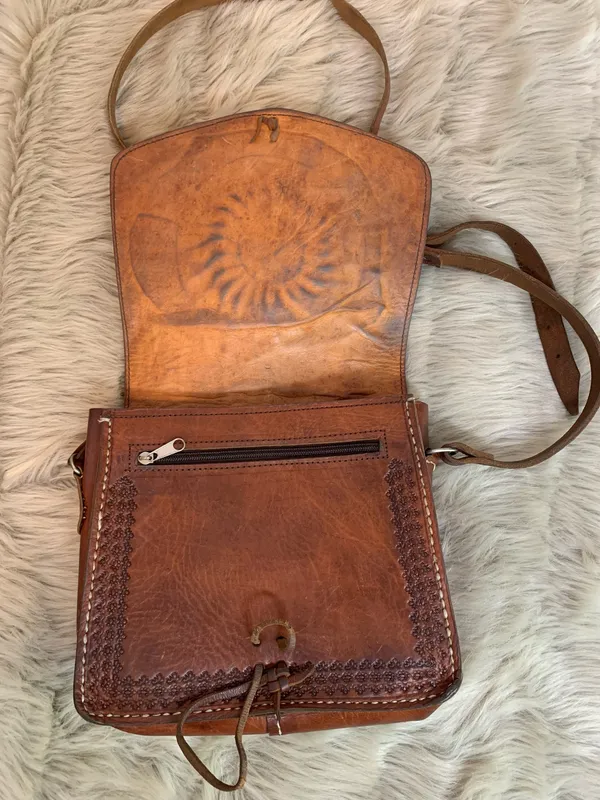 Vintage Leather Boho Hippie Purse - Image 6