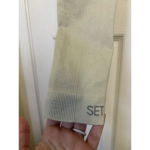 Set Active Scuptflex Cream Seamless Leggings Size Small High Rise Ribbed - Image 6