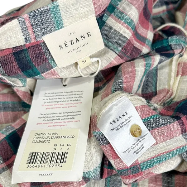 SÉZANE Doria Shirt, San Francisco Check, FR34/US2 - Image 11