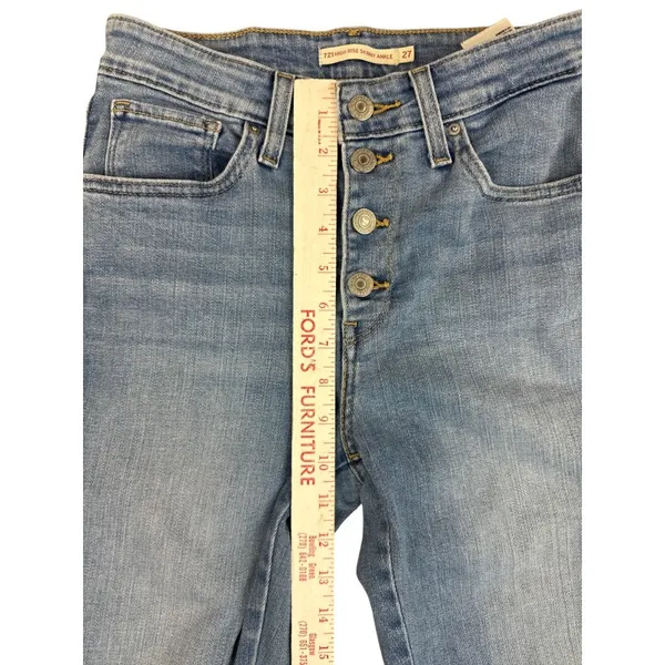 Levi's 721 Women's‎ 27 High Rise Skinny Ankle Jeans Button Fly Slit Ankle - Image 5