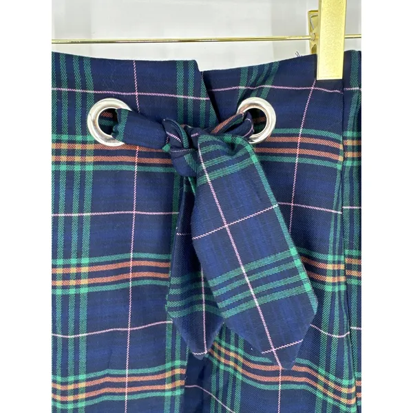 Wild Fable Navy Blue Plaid Tie Waist Wrap Mini Skirt Small - Image 3