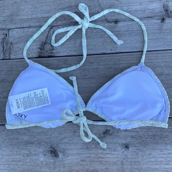 Roxy Check It Mint Houndstooth Triangle Bikini Top Size S NWT - Image 3