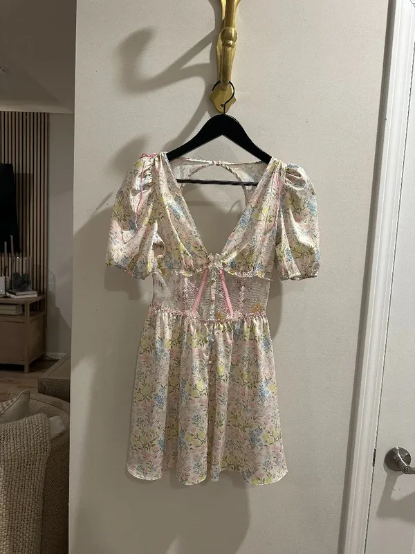 FOR LOVE AND LEMONS Glitter Garden Cap Sleeve Slip Dress Size X-Small NWT - Image 3