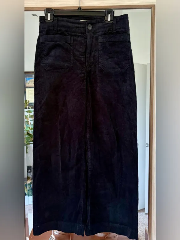 Anthropologie Maeve Pants Womens 29P Colette Corduroy Full Length Wide Leg Black - Image 2