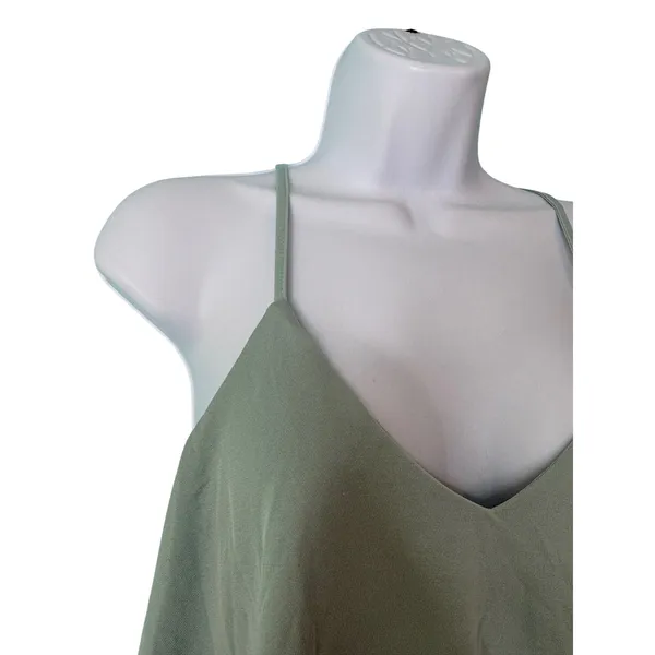 LA Hearts Sage Green Ruffle V-Neck Bodysuit Size M Spaghetti Strap Festival Boho - Image 3