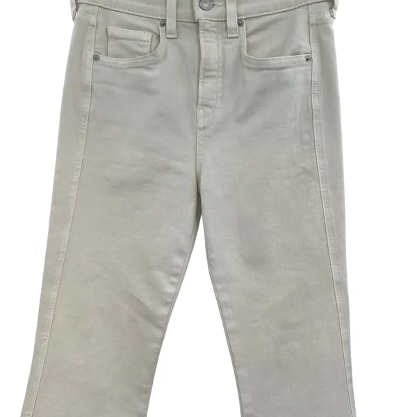 Veronica‎ Beard Carson Jeans Ankle Flare High Rise Ecru Ivory Size 26 US 2 - Image 7