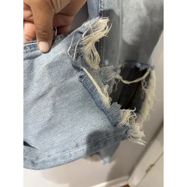 Free People We The Free Maggie Heavily Distressed Crop Jeans Size 27 Frayed Hem - Image 7