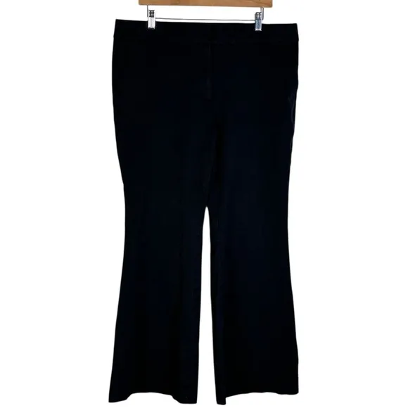 Loft Flare Dress Pants Solid Black Mid Rise Career Professional Work Size 16 - Image 2