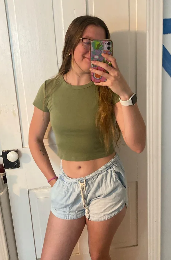 Aerie denim flowy pull on stretch shorts  - Image 2