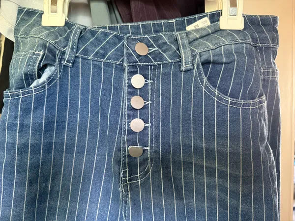 Navy blue pinstripe flare jeans Size M - Image 3