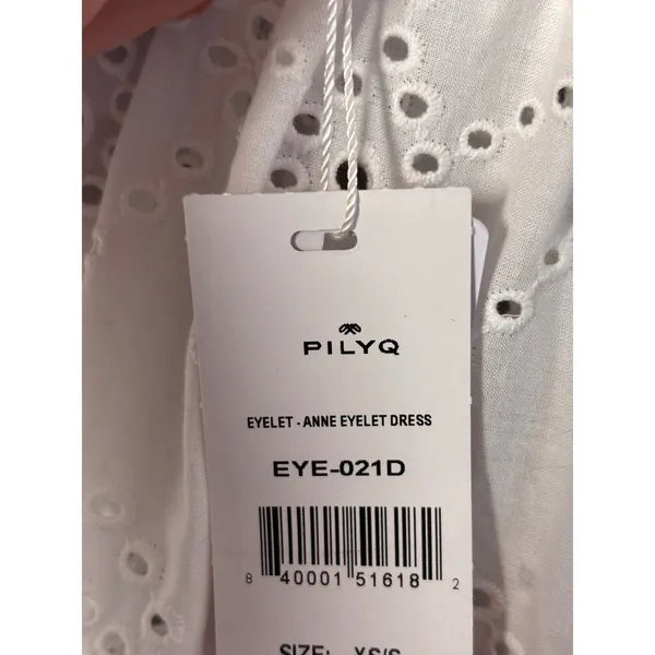 PilyQ Anne Eyelet Dress XS/S White Tiered Maxi Boho Coastal Unlined Coverup - Image 6