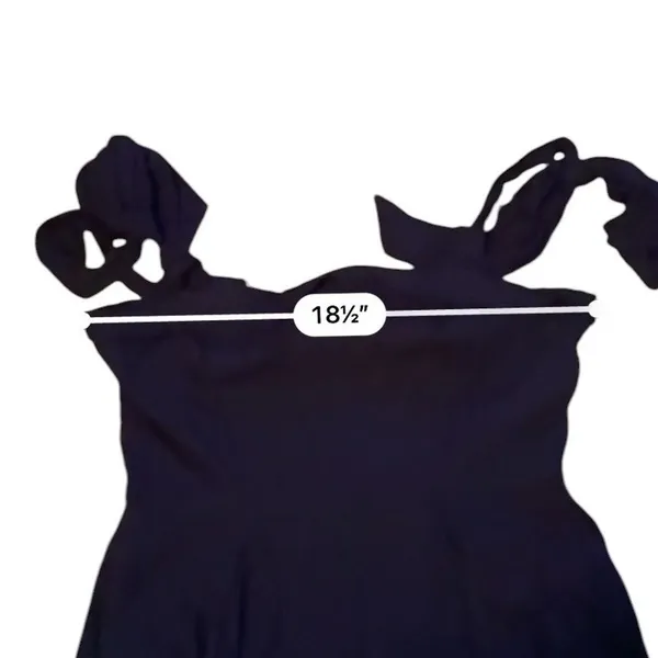 Lulus Navy Blue‎ Linen Blend Tie Shoulder Fit Flare Mini Dress Large NWT New - Image 7