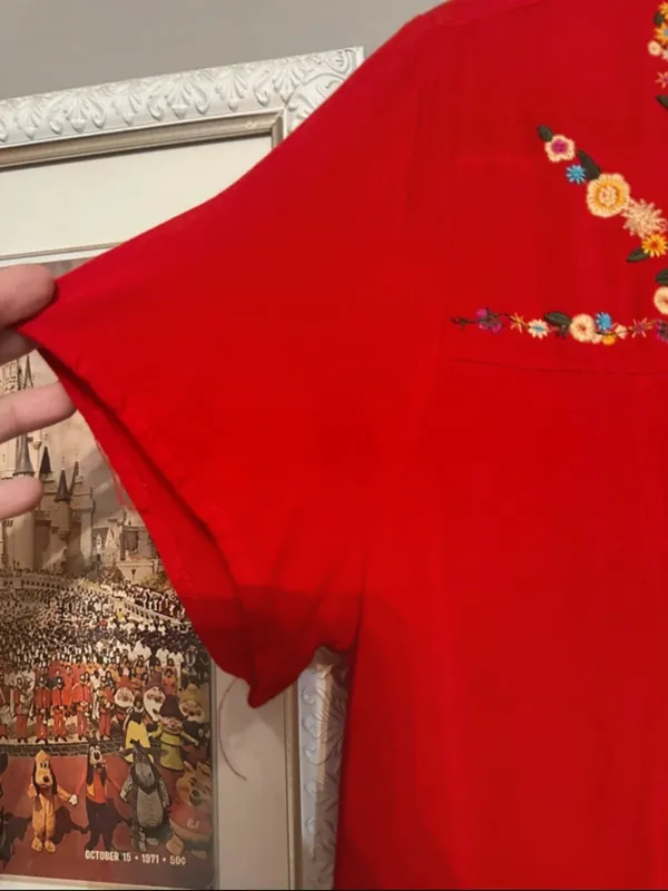 Umgee Red Embroidered Floral Tunic Top - Image 2