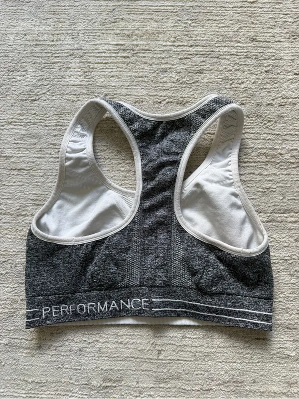 Calvin Klein Dark Heather Gray Racerback Sports Bra (Size Small) - Image 4