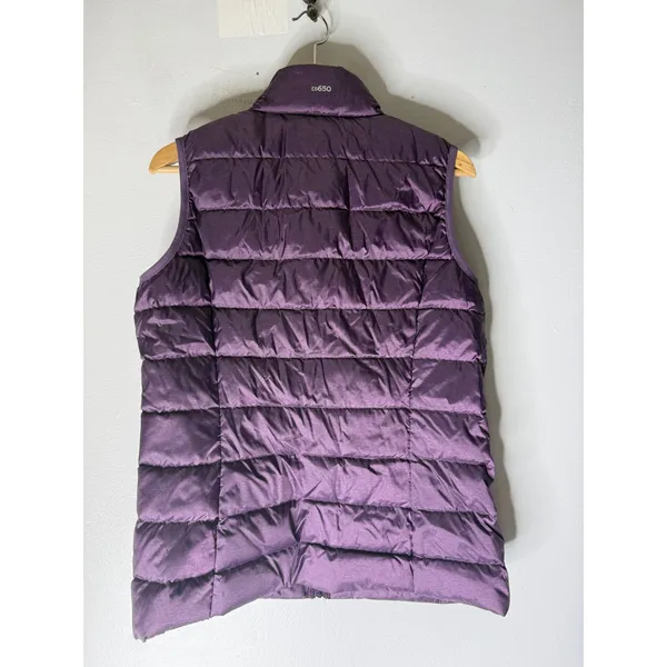 Eddie Bauer EB650 Purple Down Puffer Vest Womens Medium Full Zip Quilted Layer - Image 2
