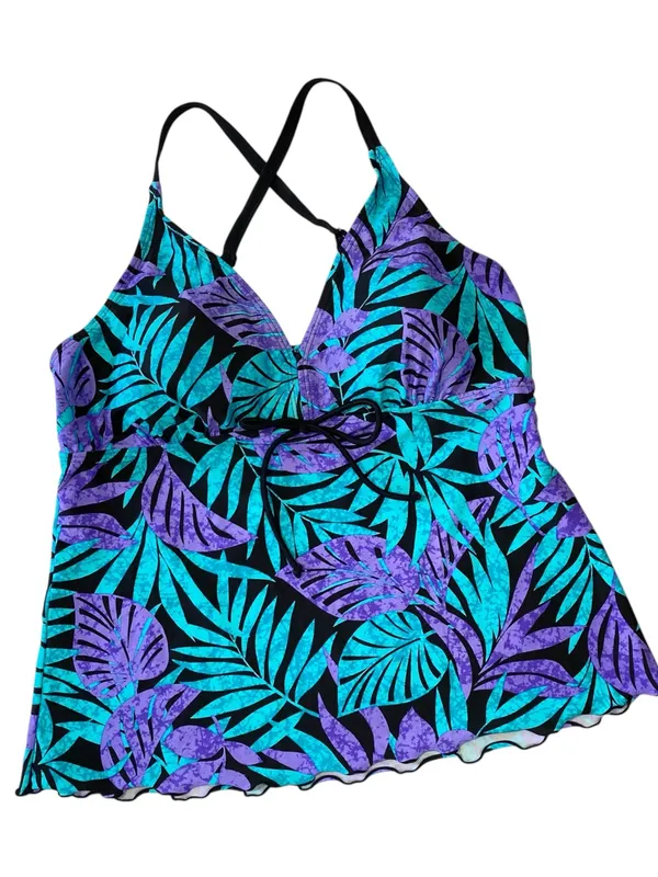 OCEAN DREAMS Tropical Tankini Top Blue Size 14 - Image 2