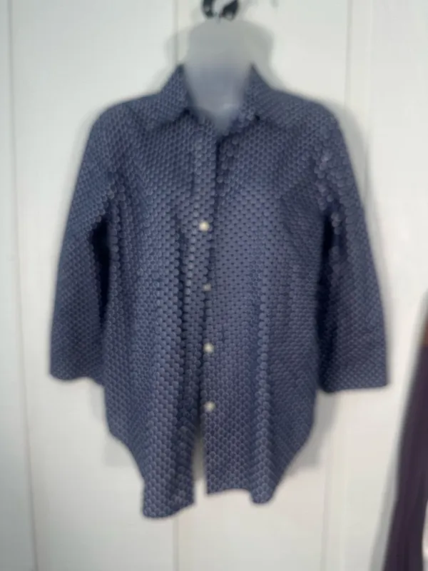 Lauren Ralph Lauren Blue and White Polka Dot Top Size Large EUC - Image 2