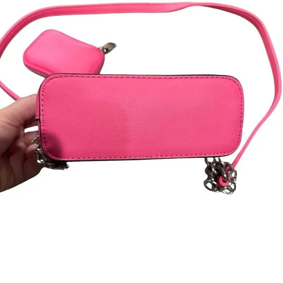 Steve Madden Bmaggie Crossbody Bag Hot Pink‎ Dome Purse Chain Strap AirPod Case - Image 6