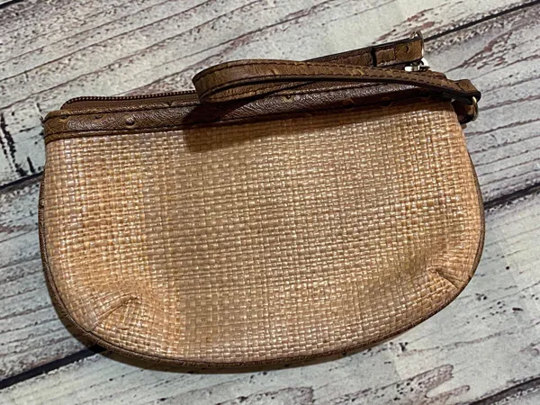 Guess Authentic Y2K Vintage Wristlet bag tan brown small Rhinestones silver logo - Image 6