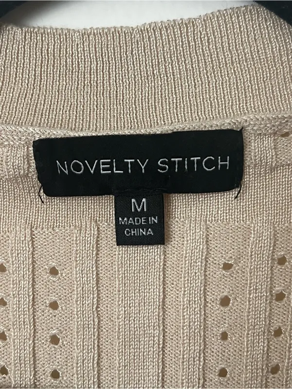 Open-Front Short-Sleeve Cardigan in Beige - Image 4