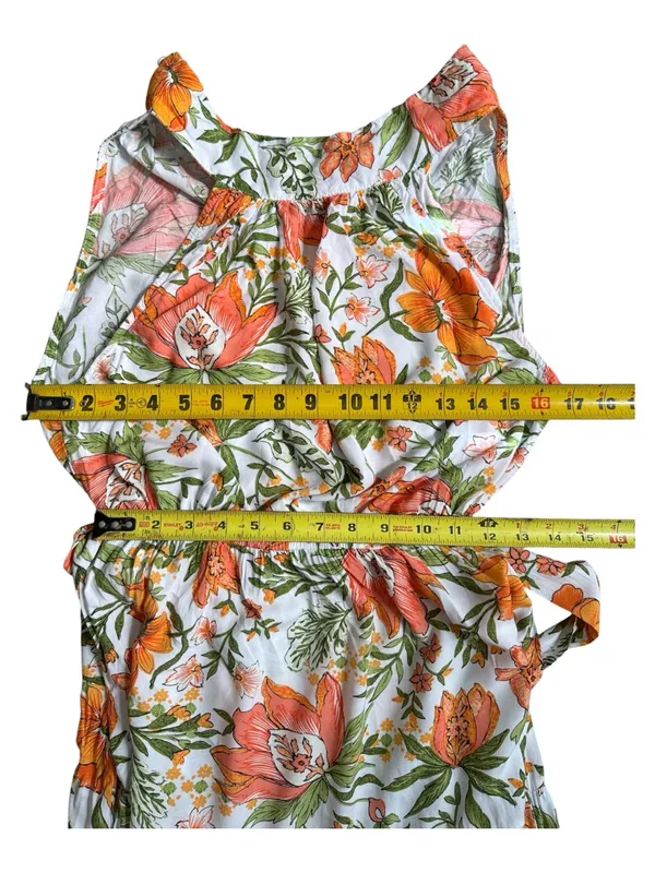 Petal&Pup Floral Halter Maxi Dress in White with Orange & Green Size 4 - Image 14