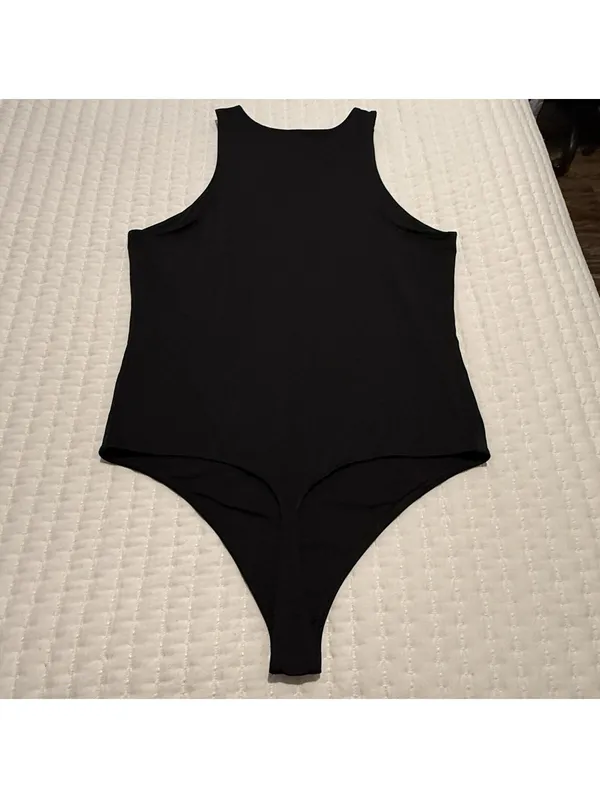 Express Bodysuit Black High Neck Sleeveless Sz L Large - Image 8