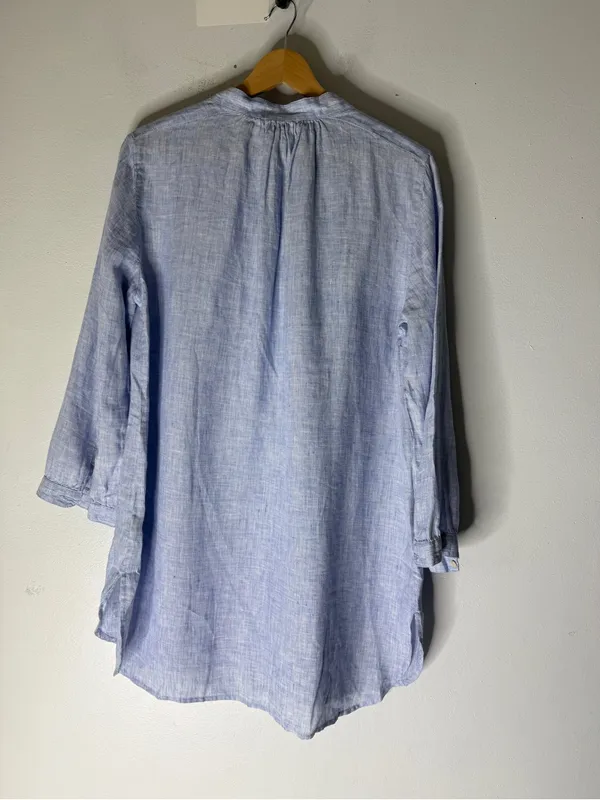 J Crew Linen Doris Tunic‎ Top Mini Dress Blue Size Small - Image 2