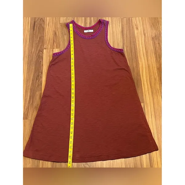Natural Life Crochet Trim Racerback Boho Dress Rust Orange Size Medium - Image 8